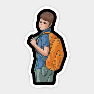 School Kid Wearing Backpack Sticker